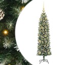  Kunstig Slankt Jule Tre med 150 LED Grønn og hvit 120 cm