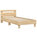 vidaXL Sengeramme med hodegavl sonoma eik 90x190 cm konstruert tre 8721012239135