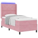  Box Spring Seng med Madrass & LED Rosa 90x190 cm Fløyel