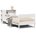  Seng med bokhylle uten madrass hvit 75x190 cm heltre furu 3322973