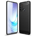 INCOVER Motorola Moto G60 Brushed Carbon Fiber Fleksibelt Plast Deksel - Svart