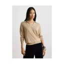 Lauren Ralph Lauren Cotton Modal Polo Sweater   Beige   S