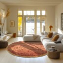 Rundt teppe   Celina Natural Cotton Shaggy rød Størrelse: Ø 200 cm