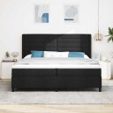  Box Spring Seng med Madrass & LED Svart 200x200 cm Stoff