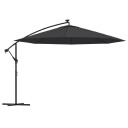 vidaXL Utendørs parasoll med LED-lys svart 350 cm