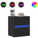  Vegghengt TV-benk med LED svart 41x31x45 cm