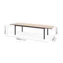 Lifestyle Garden Panama spisegruppe Teak/svart 8 stablestoler & bord 205 299 x 95 cm