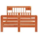  Seng med bokhylle uten madrass voksbrun 150x200 cm heltre furu 8721158411426