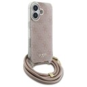 Guess Crossbody Cord Mobildeksel 4G Print for iPhone 16 - Rosa
