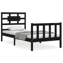 vidaXL Sengeramme med hodegavl svart 2FT6 small single heltre
