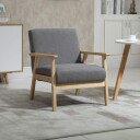 Grå vingestol i linlook med armlener