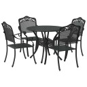 vidaXL Hage Spisegruppe 5 pcs Svart Aluminium