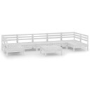 vidaXL Hagesofagruppe 8 deler hvit heltre furu