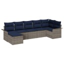 vidaXL Hagesofa Set med lagring 7 pcs Lysegrå polyrotting