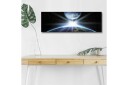 Lerretsbilde med LED belysning Jorden sett fra verdensrommet med lysstråler som bryter gjennom atmosfæren Blå / Grønn / Svart