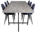 Venture Design Jepara & Polar spisegruppe Grå/blå 6 st stoler & bord 250 x 100 cm