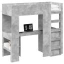  Loft seng ramme med skrivebord Betonggrå 75 x 190 cm