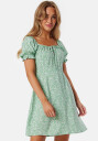 BUBBLEROOM Front Tie Short Dress Green/Patterned S