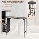 Barbordsett for 2 med vinstativ og krakker svart