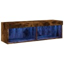  TV benker med LED lys 2 stk røkt eik 100x30x30 cm