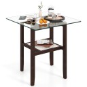 61 cm langt og bredt sidebord i glass 2 lags glassbord med oppbevaringsplass brun