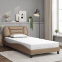  Sengeramme med LED-lys cappuccino 100x200 cm kunstig lær 8721012356320