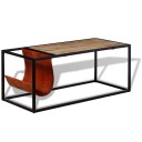 vidaXL Salongbord med magasinholder i ekte lær 110x50x45 cm
