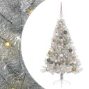  Kunstig Forhåndsopplyst Juletre med 150 LED sølv 120 cm PET