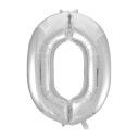 Folie Ballong Sølv 86 cm - Tallet 0