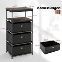 3 skuffers stoffkommode med tretopp – Svart 40x30x81 cm