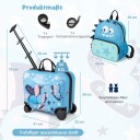 Barnas dinosaurbagasjesett – handlevogn og ryggsekk, 30 cm + 48 cm