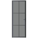 vidaXL Innerdør 76x201,5 cm svart ESG glass og aluminium