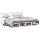  Sengeramme med madrass hvit 200x200 cm heltre furu 8721102946967