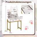 Katteformet sminkebord med LED speil og ladeporter