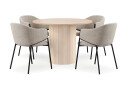 Bark Kopparbo Spisebord 106 cm med 4 Filip Spisestoler   Hvit / Taupe Bouclé