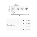 Beslagsboden Kroklist 4 Kroker 1096 - Selvklebende Krom