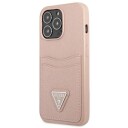 Guess Saffiano Hardcase Deksel for iPhone 13 Pro med Kortholder Rosa