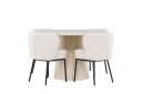 Venture Home Lanzo Spisegruppe 120 cm Rund med 4 Agnes stoler Whitewash/Hvid