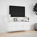  Vegghengt TV-benk med LED hvit 130x31x45 cm 852299