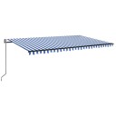 vidaXL Automatisk uttrekkbar markise 500x350 cm blå og hvit