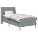 vidaXL Sengeramme med madrass Lysegrå 90 x 200 cm Polyester