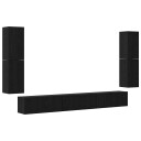  TV benksett 5 pcs Svart eik Konstruert tre