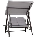 2 seters verandahuske med solseil puter og brett moderne hagehuske laget av metall og polyester grå 162x118x173cm