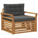 vidaXL Utesofa Solid akasietre og polyester Naturlig og Antrasitt