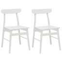 Spisestuestol 2 stk. Solid Gummitre Hvit 43 x 44,5 x 77 cm