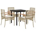 Hagespisegruppe med puter 5 deler polyrotting beige