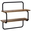 vidaXL Vegghylle i 2 nivåer Røkt Eik 80 x 24,5 x 61 cm Konstruert tre