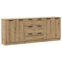  Skjenker 3 stk brun eik 60x30x70 cm konstruert tre 8721158761200