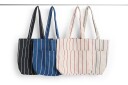 Outdoor Market Tote Bag Medium Beige With Red Stripe