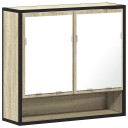 vidaXL Baderomsskap med speil sonoma eik 65x20x60 cm konstruert tre